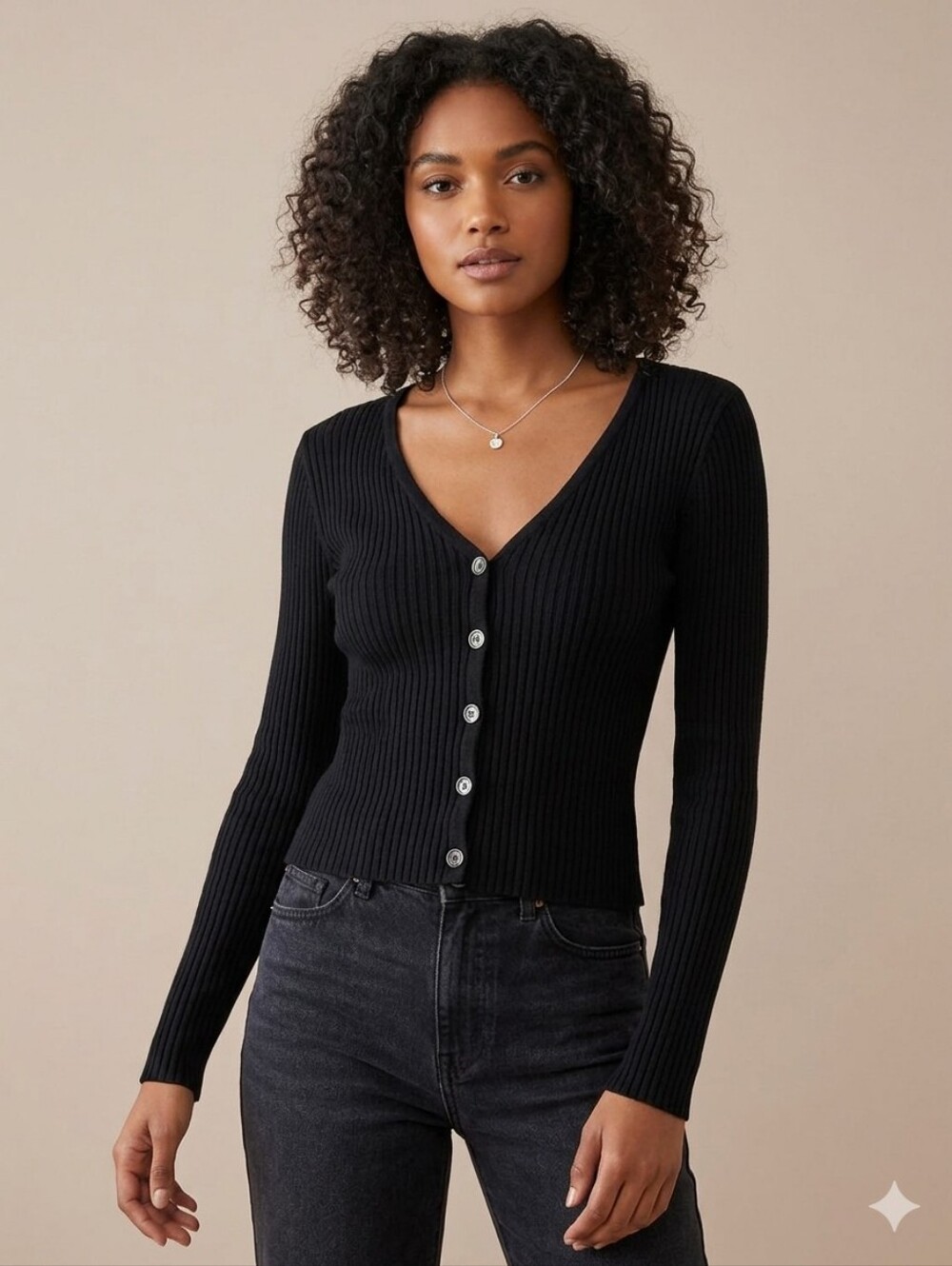 Forever 21 Black Ribbed Knit Cardigan